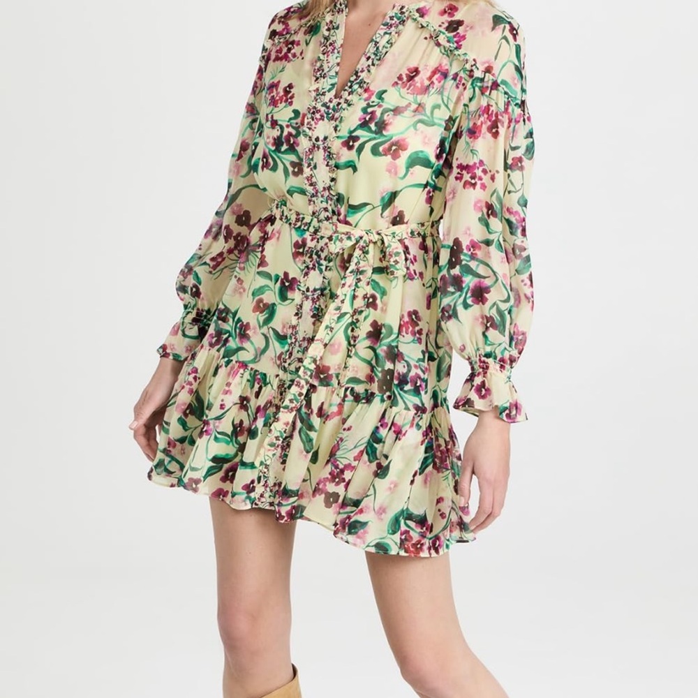 SALONI Floral Print Dress with Belt